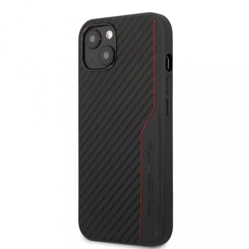 AMG - Apple iPhone 13 mini Carbon Red Stitching szilikon tok - Fekete-piros