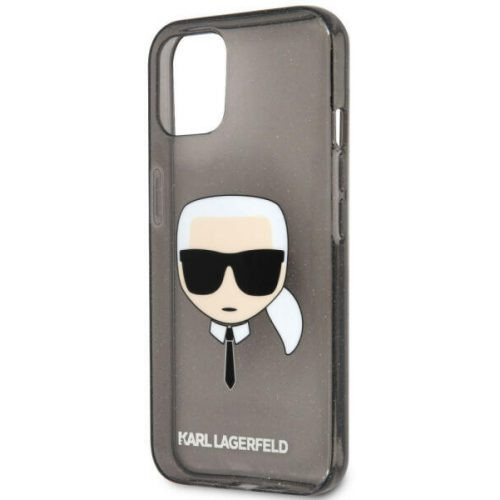 Karl Lagerfeld - Apple  iPhone 13 TPU Full Glitter Karl Head Kryt pro tok -  fekete (KLHCP13MKHTUGLB) 