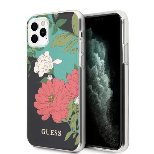 Guess - Apple iPhone 11 Pro Max Floral Mintás Szilikon tok - Átlátszó mintás