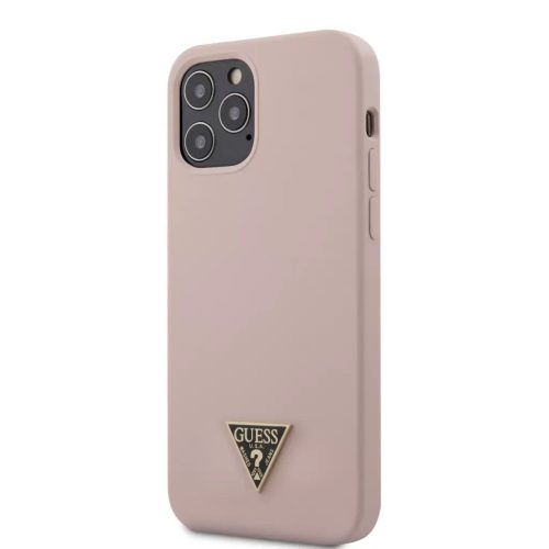 Guess -  iPhone 12 Pro Max Triangle Szilikon hátlap tok - Rózsaszín