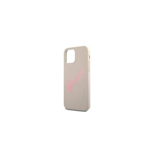 Guess - Apple iPhone 12 Pro Max Silicone Vintage Pink Script tok - szürke (GUHCP12LLSVSGP)