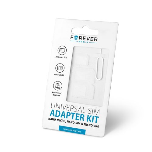 Forever - Univerzális Sim kártya átalakító/adapter (normál micro nano) + sim tű