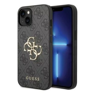   Guess 4G Big Metal Logo Apple iPhone 15 Plus hátlap tok, szürke