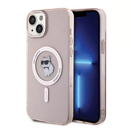 Karl Lagerfeld IML Choupette MagSafe Apple iPhone 15 Plus hátlap tok, rózsaszín