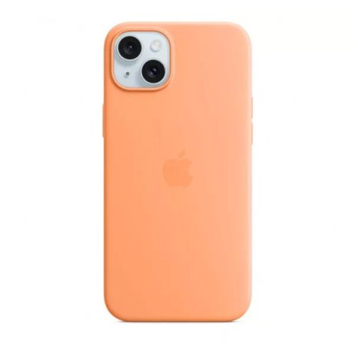 Apple iPhone 15 Plus MagSafe szilikon tok, narancssörbet