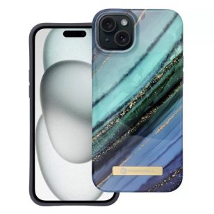   Forcell F-Protect Mirage Apple Iphone 15 Plus Magsafe kompatibilis hátlap tok, márvány minta, jáde zöld