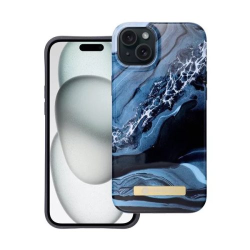 Forcell F-Protect Mirage Apple Iphone 15 Plus Magsafe kompatibilis hátlap tok, márvány minta, kék