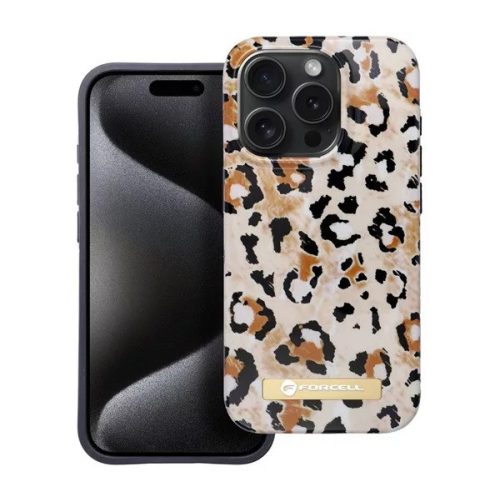 Forcell F-Protect Mirage Apple Iphone 15 Pro Magsafe kompatibilis hátlap tok, párduc minta