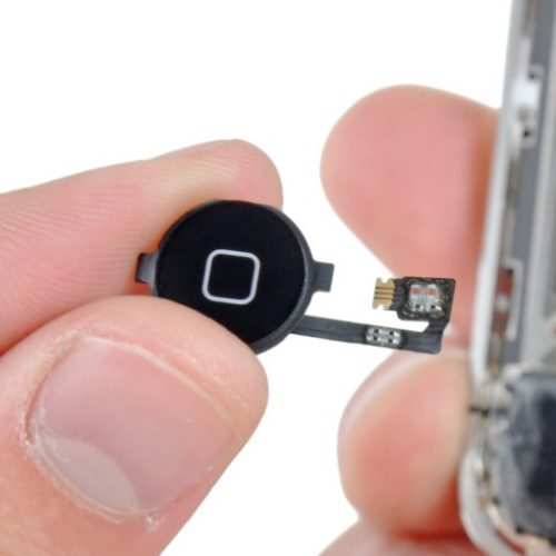 iPhone 4 Home gomb csere - Fekete ( külső műanyag+kábel)